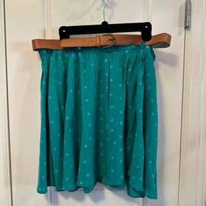 Xhilaration Teal Polka Dot Skirt with Belt XL